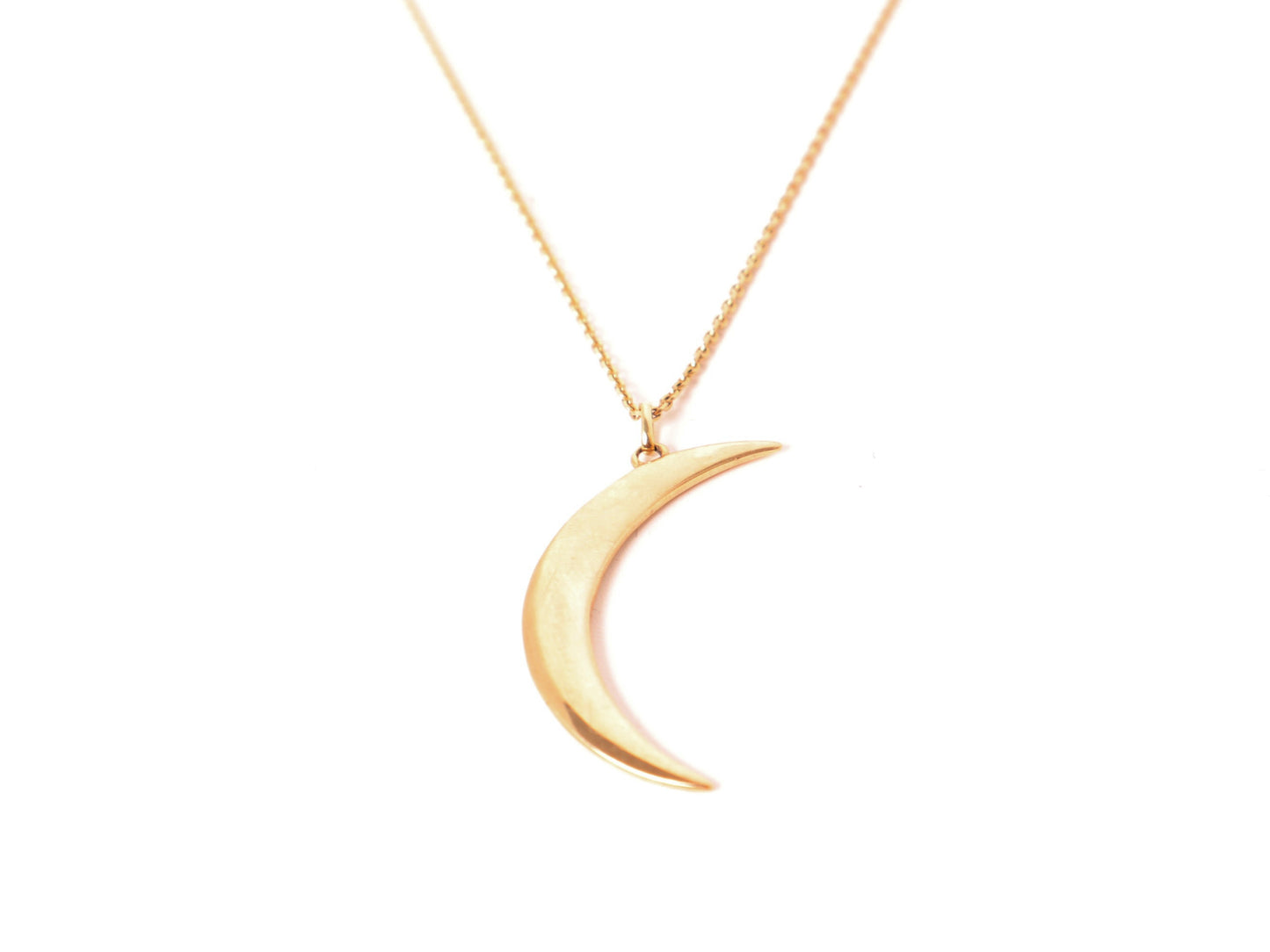 Crescent Moon Necklace in Solid 14k Gold