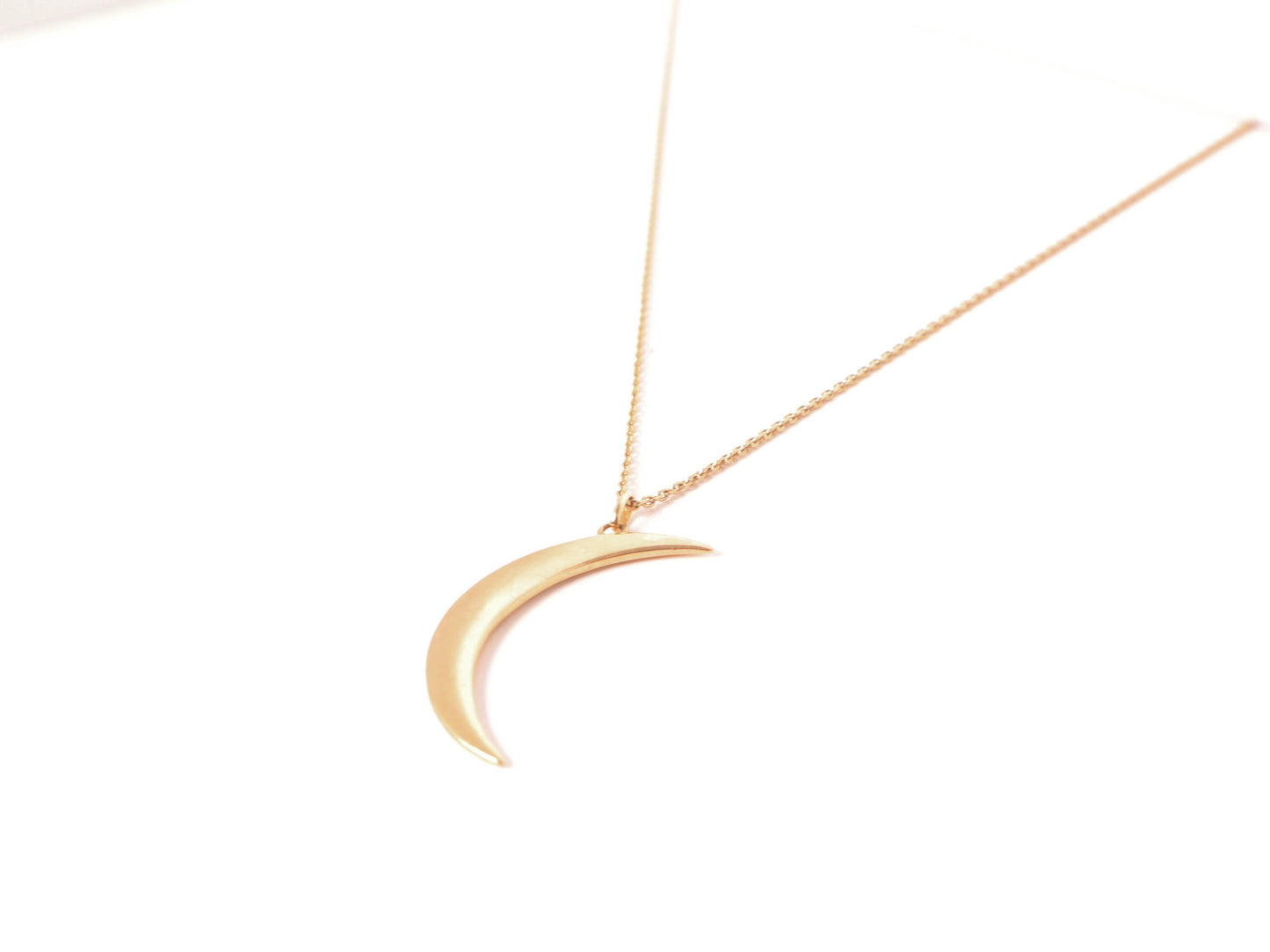 Crescent Moon Necklace in Solid 14k Gold