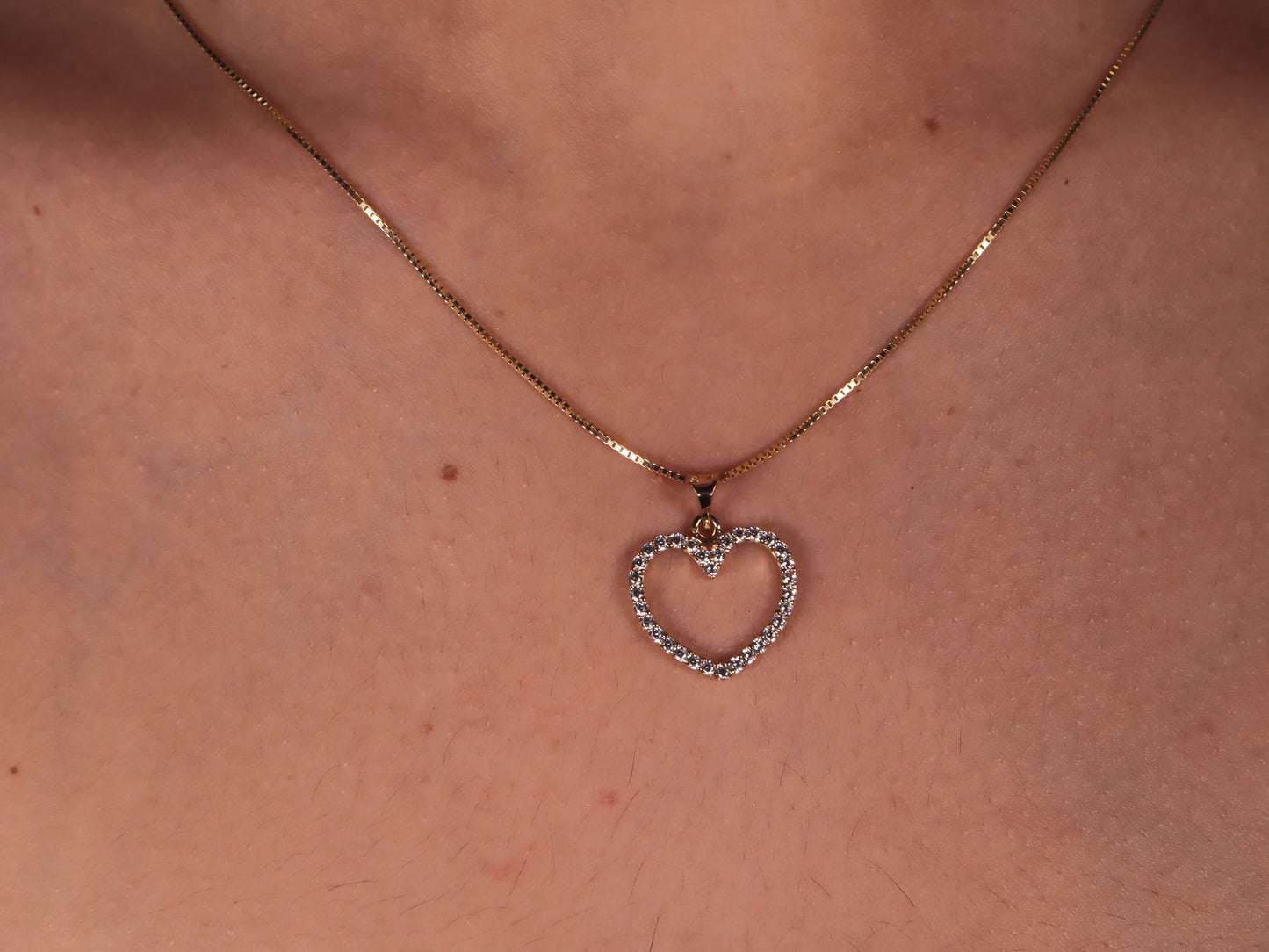 14k Gold Cz Heart Necklace