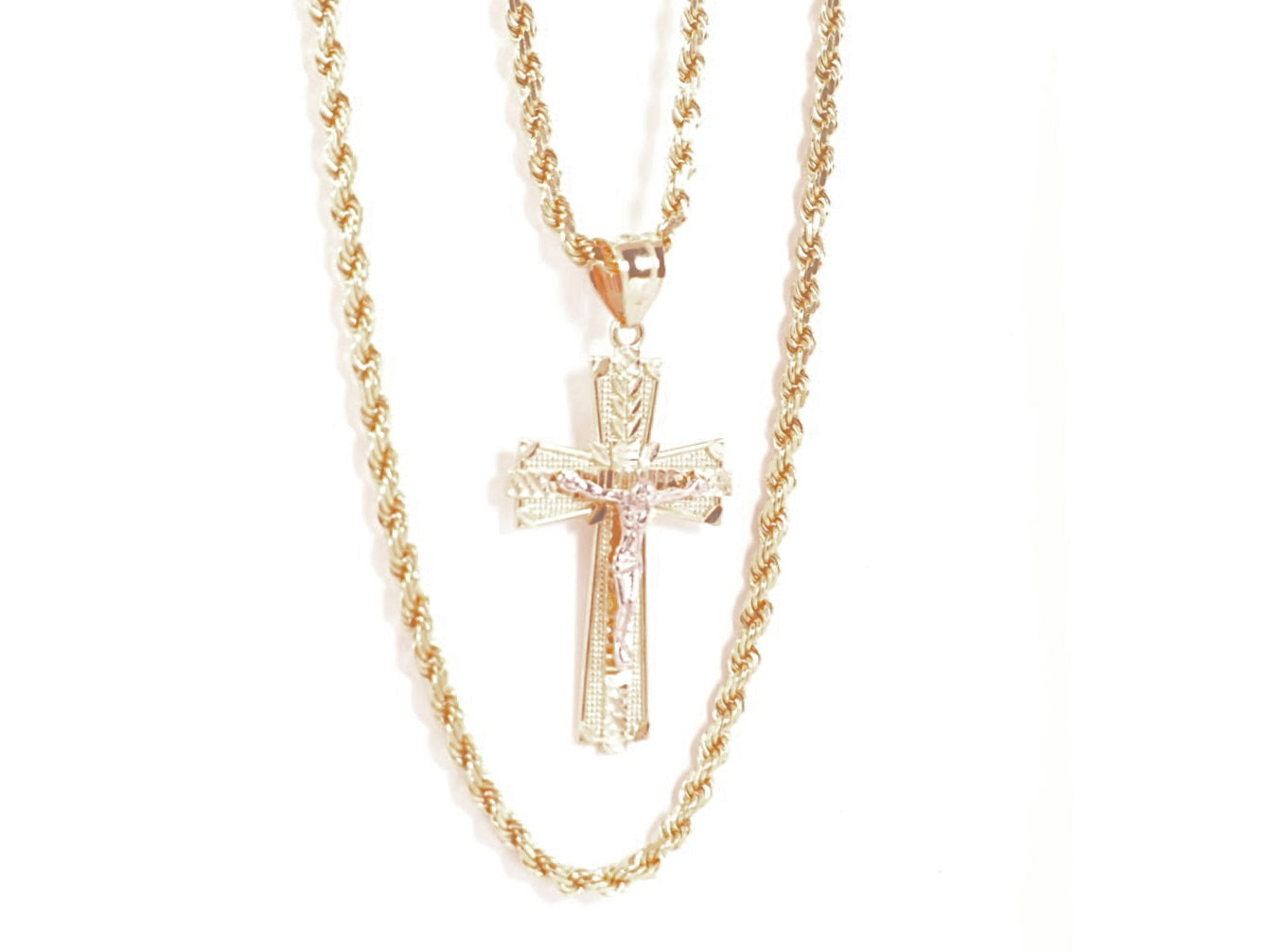 14k Gold Jesus Cross Pendant & Chain