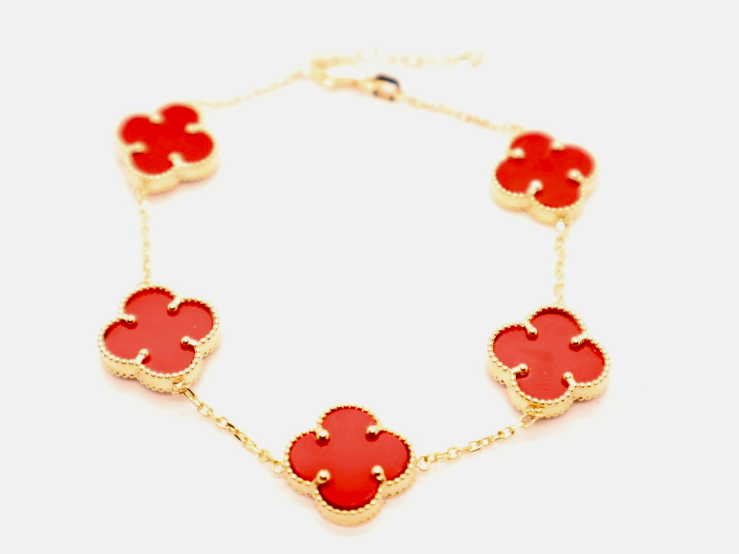 14k Solid Gold Four Leaf Clover Bracelet