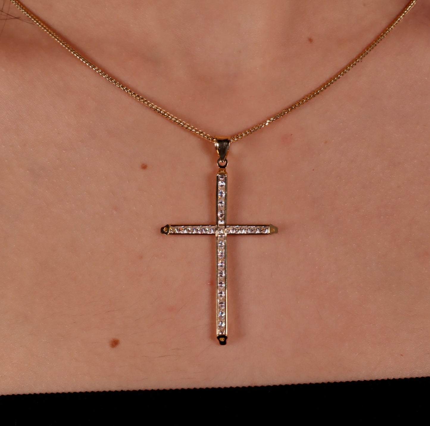 14k Gold Cross Pendant & Franco Chain