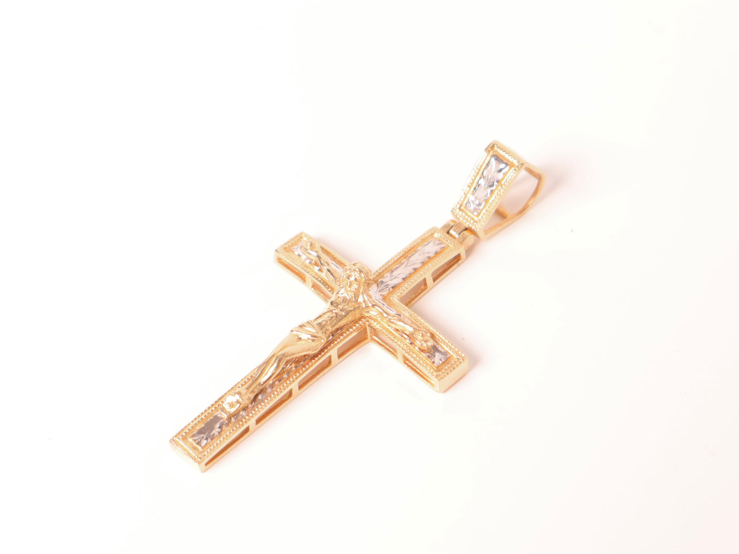 14k Gold Crucifix with Jesus on Cross Pendant