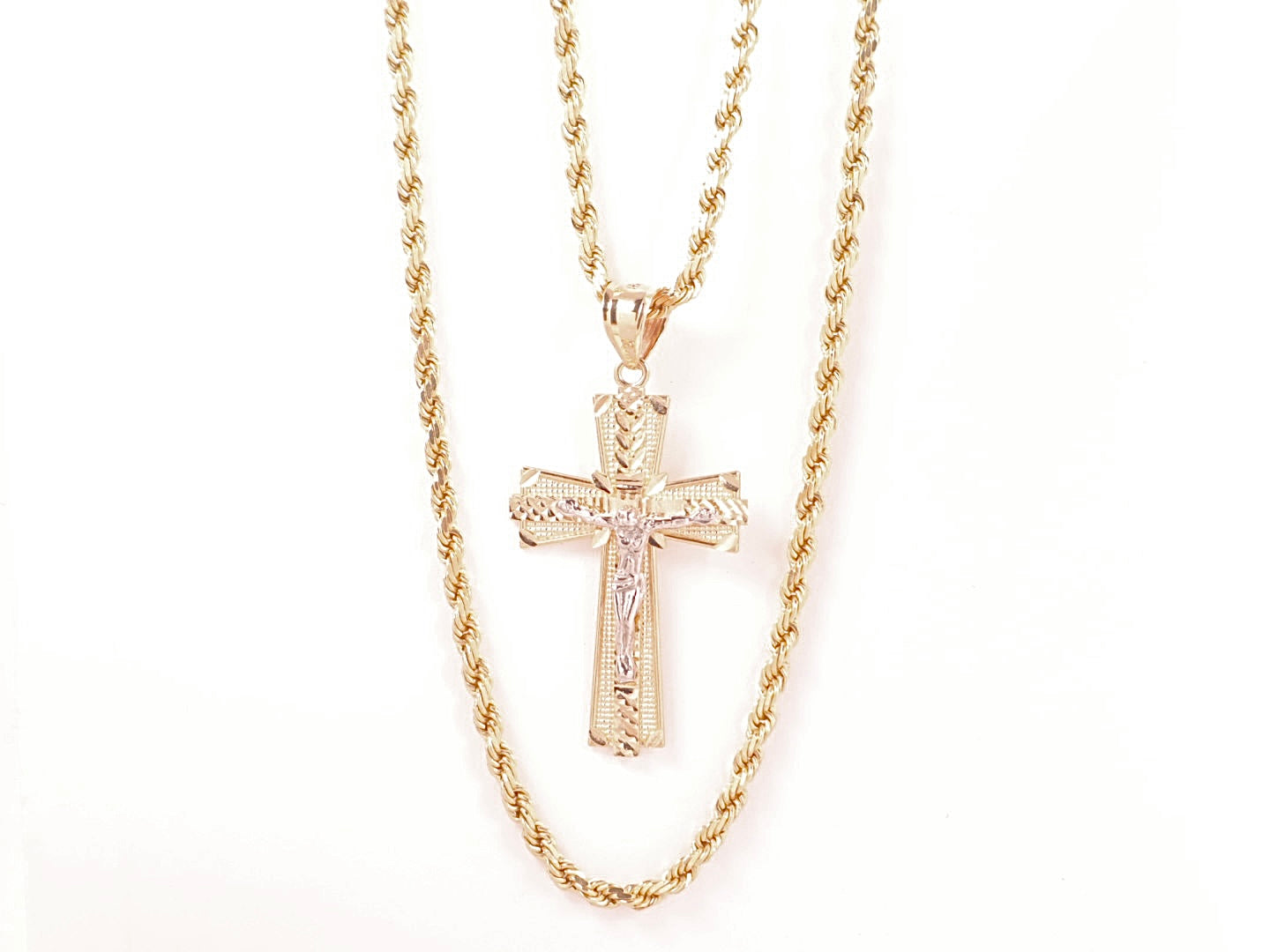 14k Gold Jesus Cross Pendant & Chain