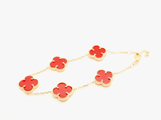 14k Solid Gold Four Leaf Clover Bracelet