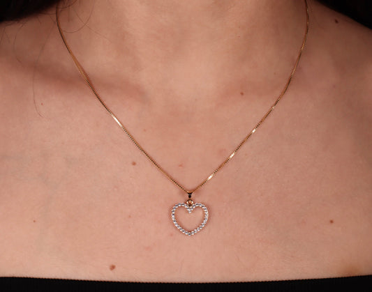 14k Gold Cz Heart Necklace