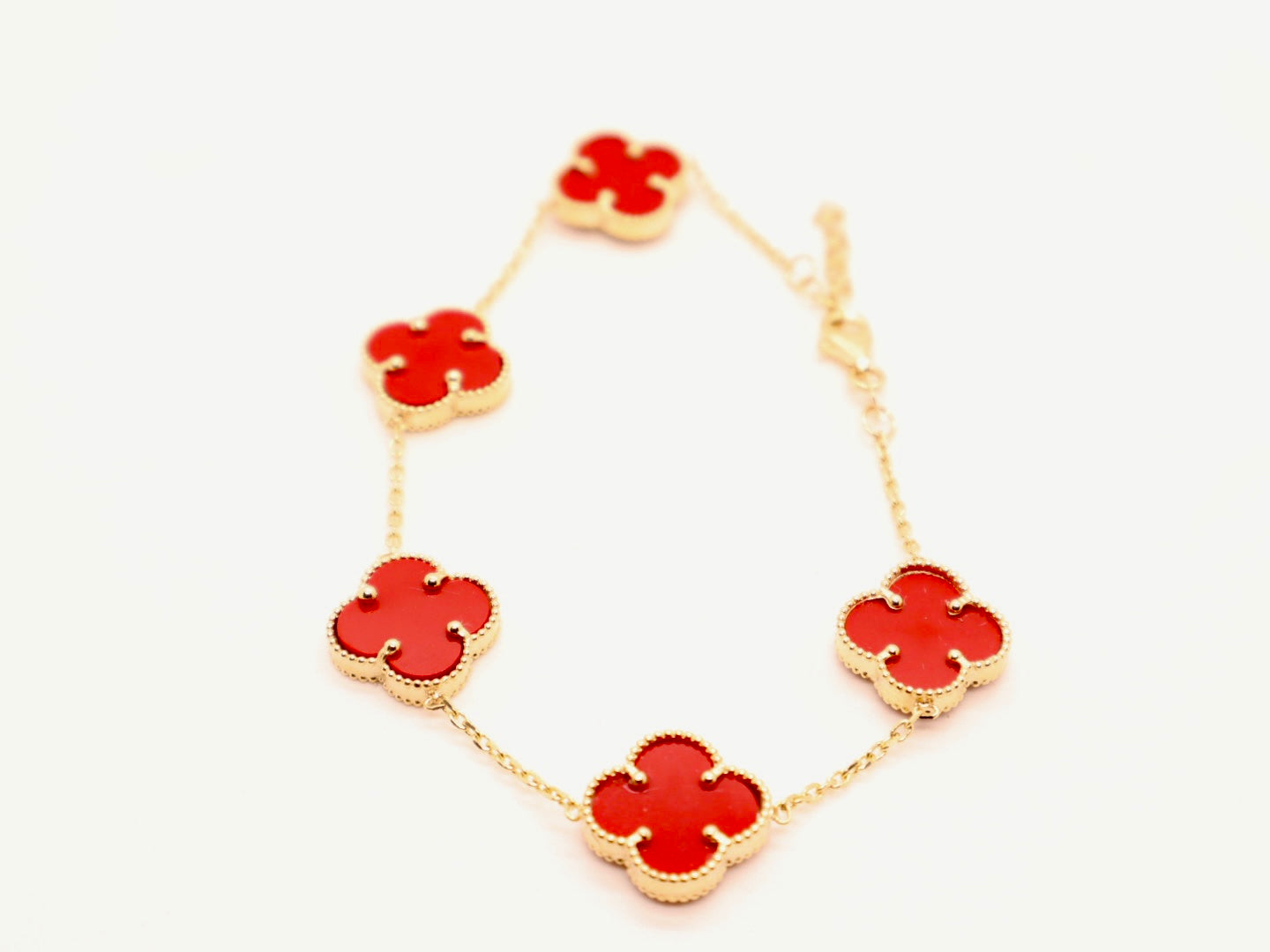 14k Solid Gold Four Leaf Clover Bracelet