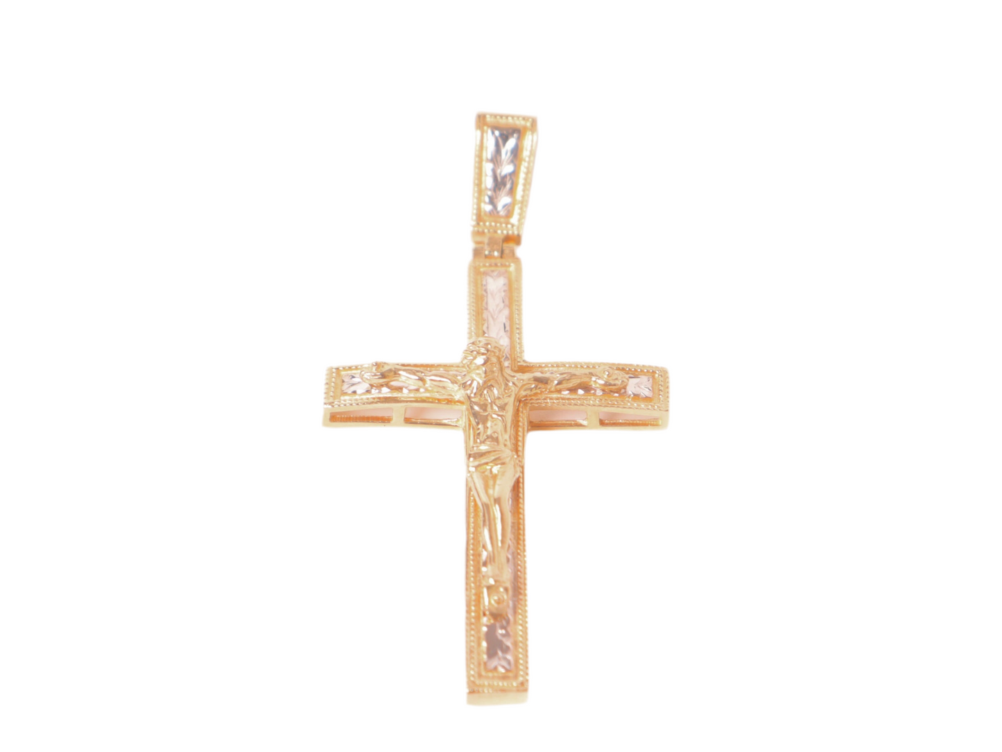 14k Gold Crucifix with Jesus on Cross Pendant