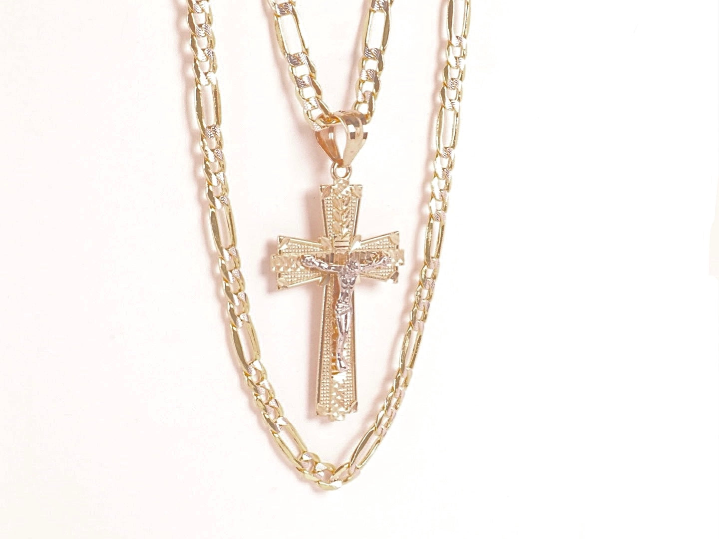 14k Gold Jesus Cross Pendant & Chain