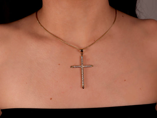 14k Gold Cross Pendant & Franco Chain