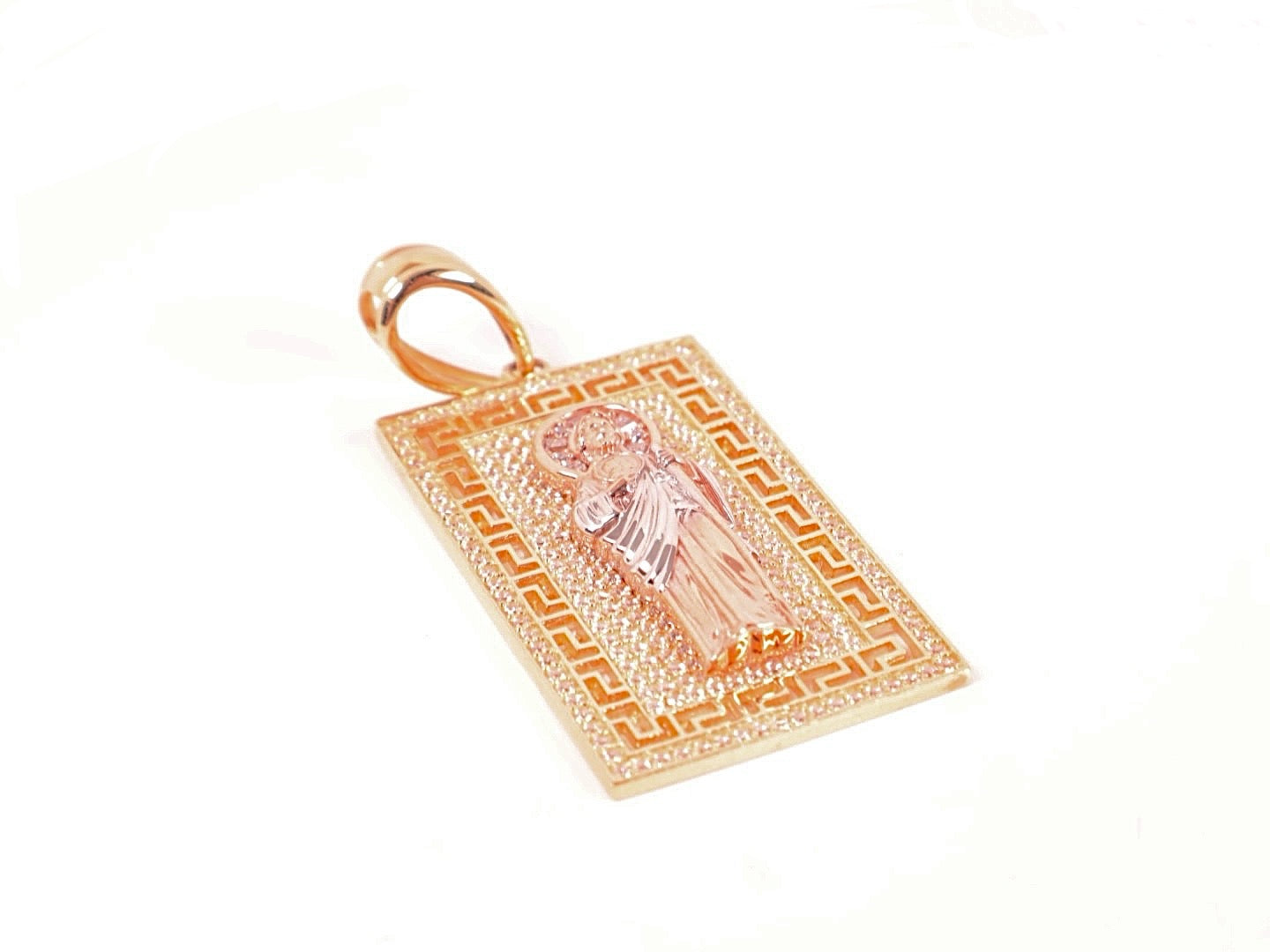 14k Gold Cz Saint Jude Pendant