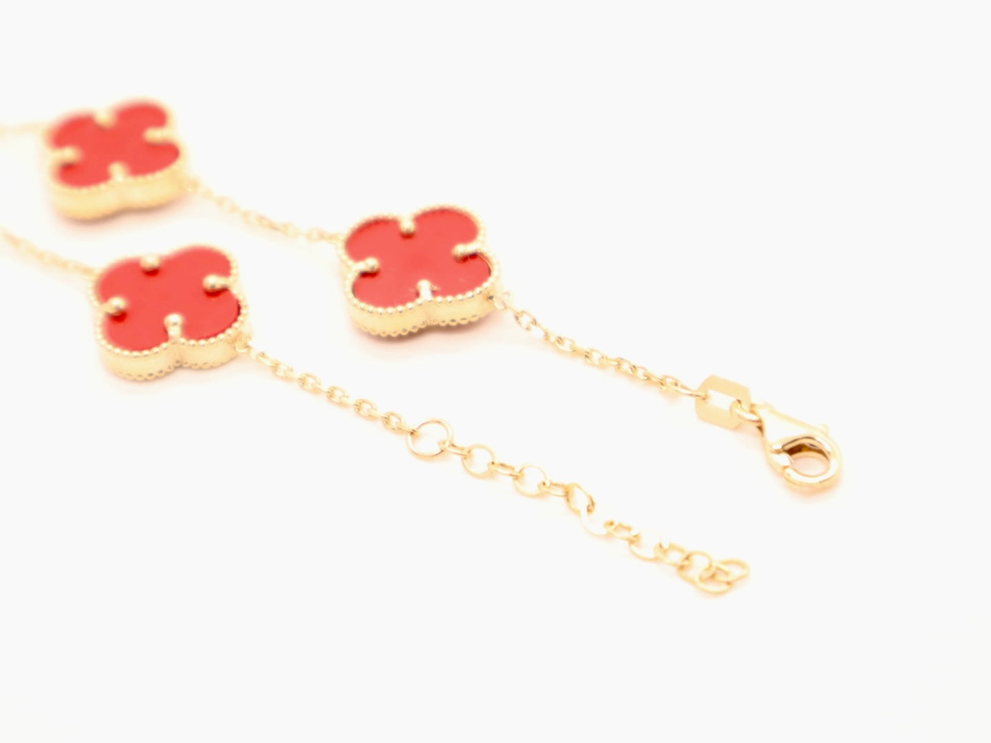 14k Solid Gold Four Leaf Clover Bracelet