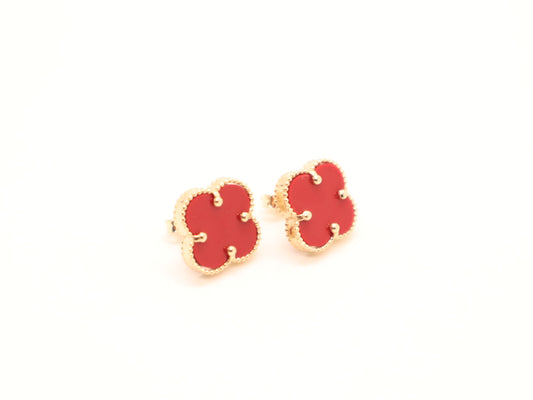 14k Solid Gold Four Leaf Clover Earrings