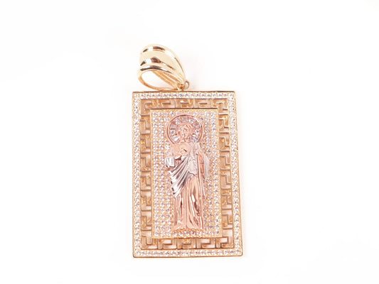 14k Gold Cz Saint Jude Pendant