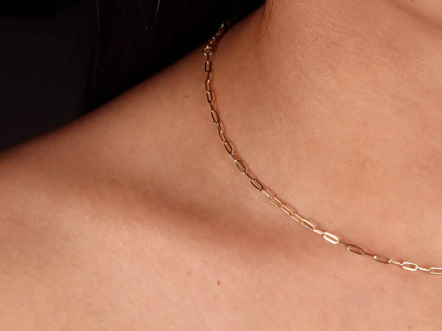 14k Gold Paperclip Necklace