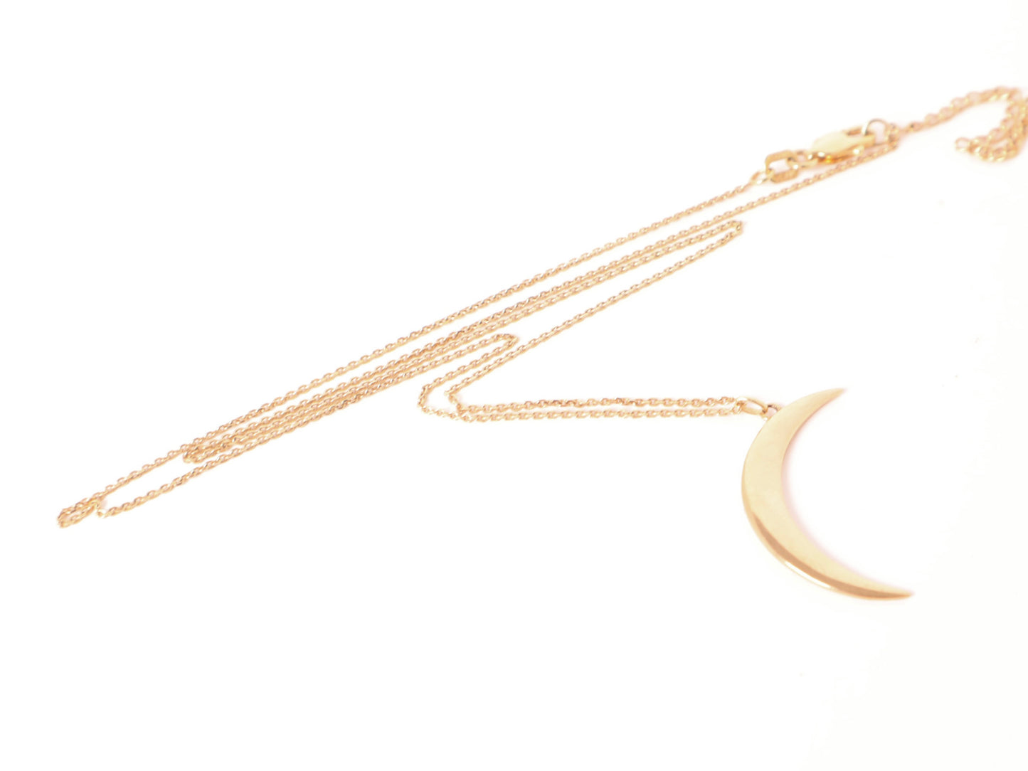 Crescent Moon Necklace in Solid 14k Gold