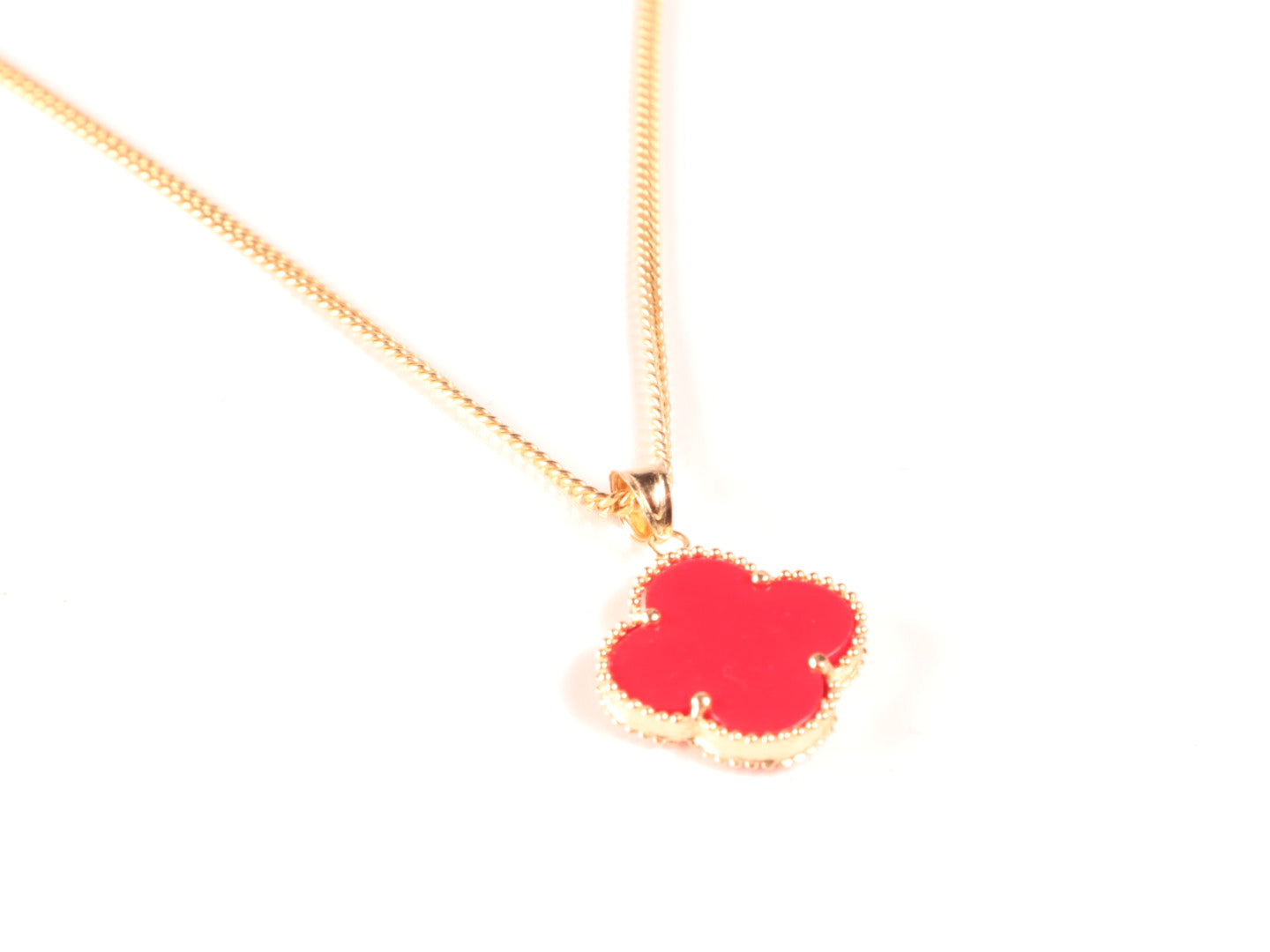 14k Solid Gold Clover Pendant Necklace