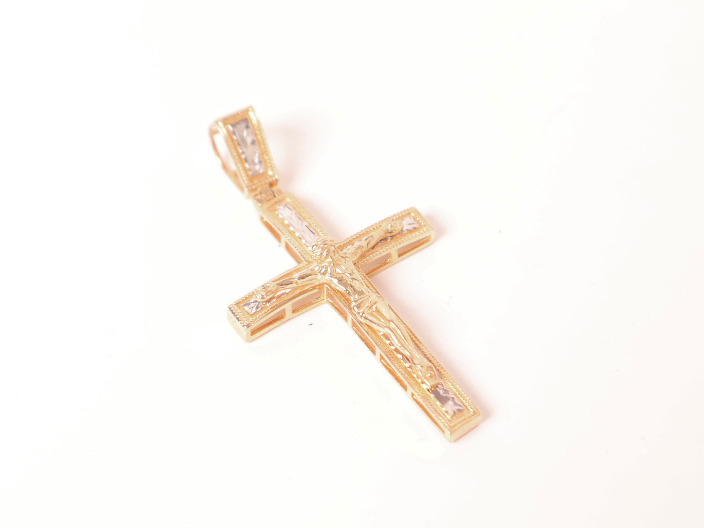 14k Gold Crucifix with Jesus on Cross Pendant