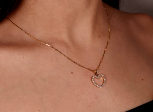 14k Gold Cz Heart Necklace