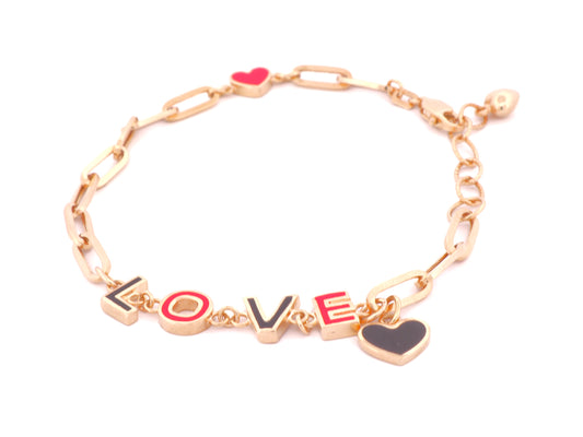 14k Gold Paperclip “Love” Bracelet