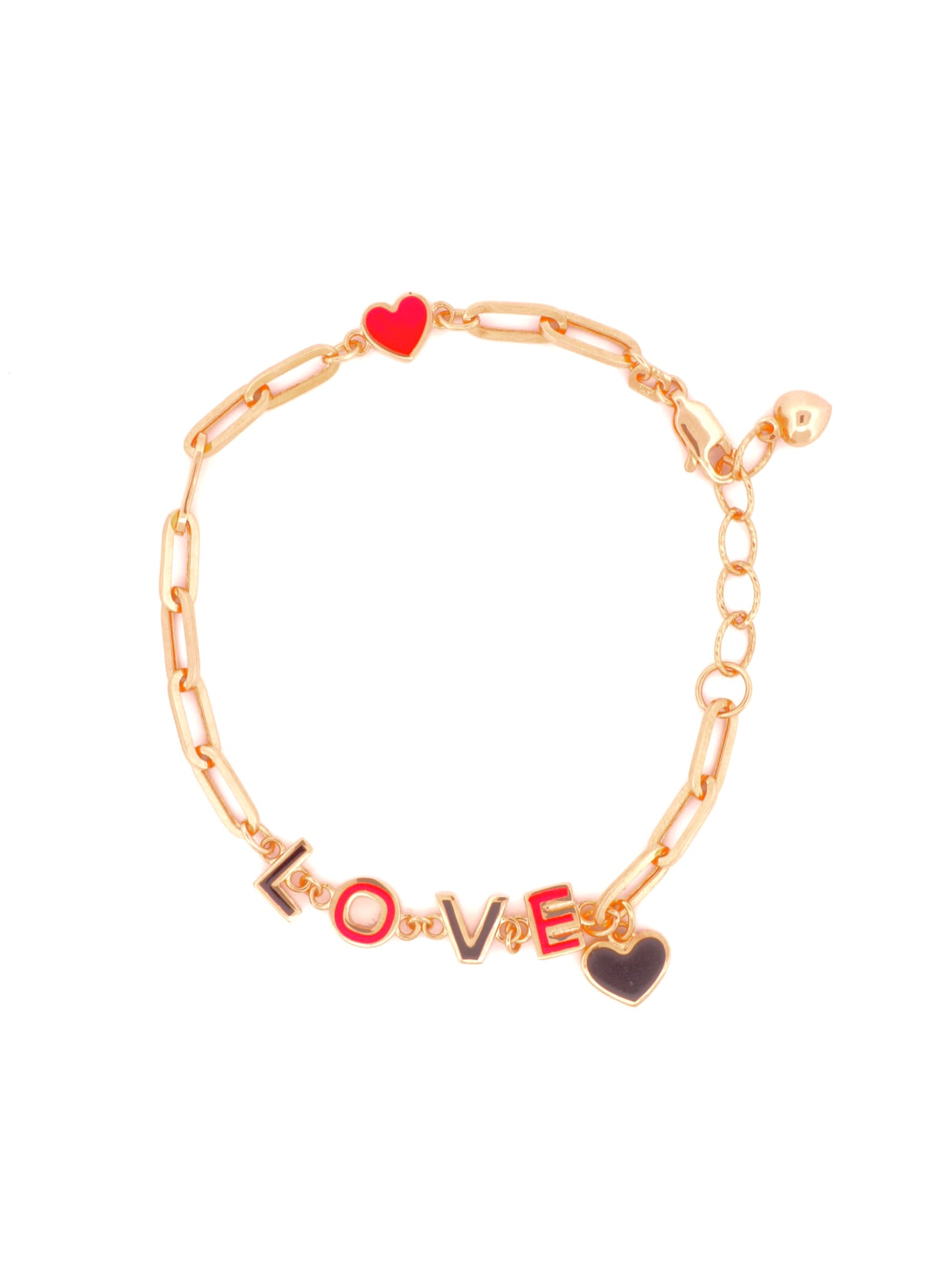 14k Gold Paperclip “Love” Bracelet