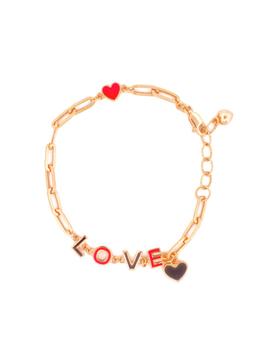 14k Gold Paperclip “Love” Bracelet