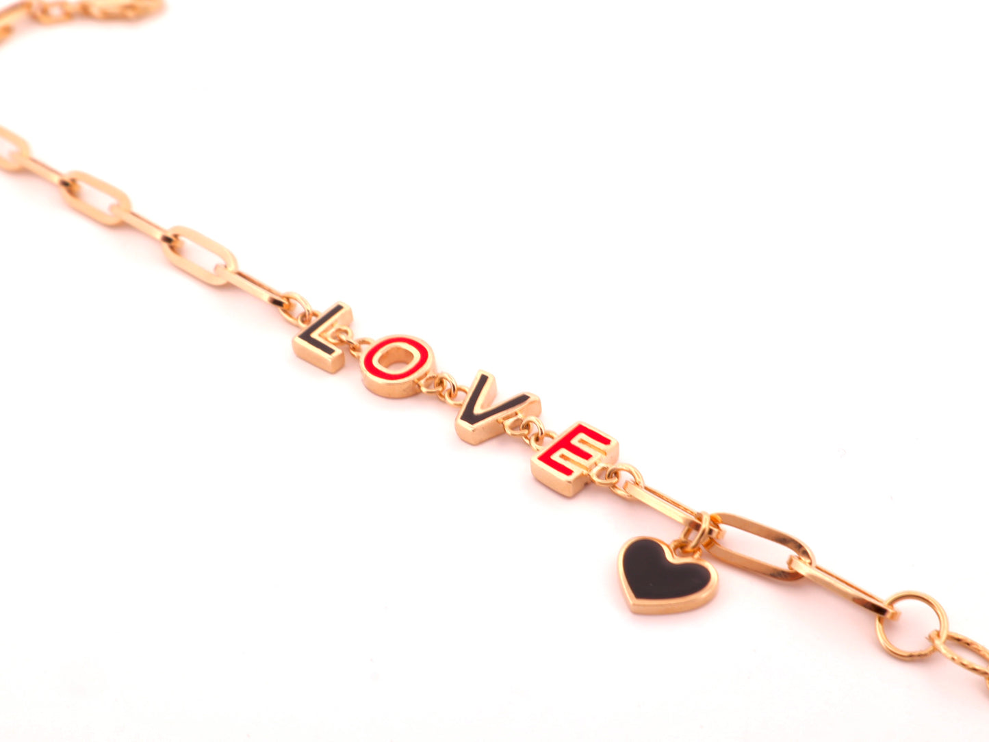 14k Gold Paperclip “Love” Bracelet