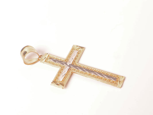 14k Gold Diamond Cut Crucifix