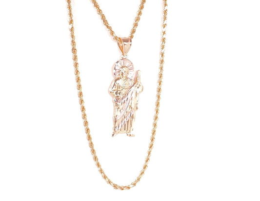 14k Gold San Judas Pendant & Chain