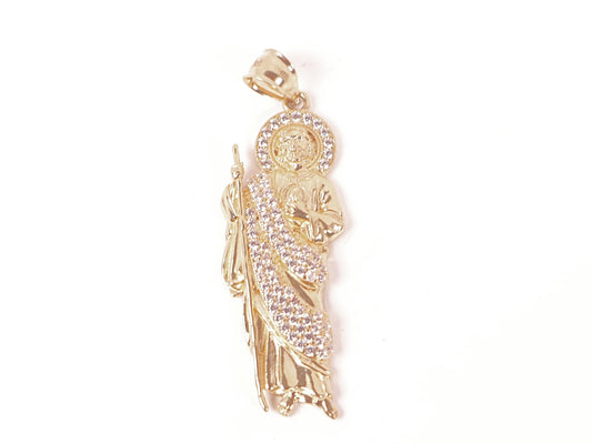 14k Gold Cz Saint Jude Pendant