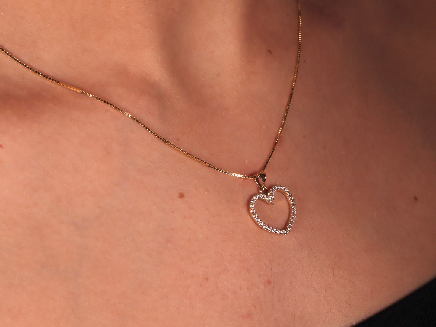 14k Gold Cz Heart Necklace