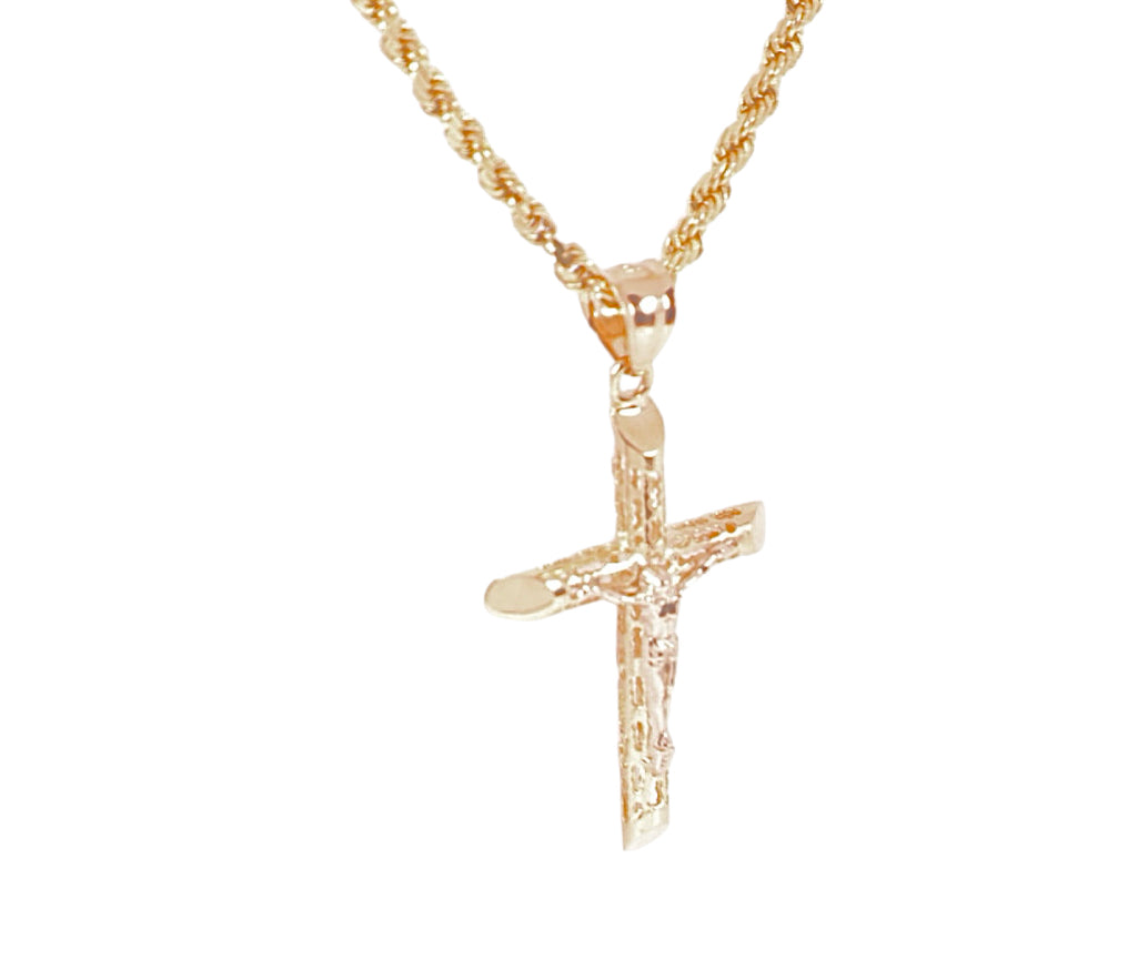 14k Gold Jesus Cross Pendant & Chain