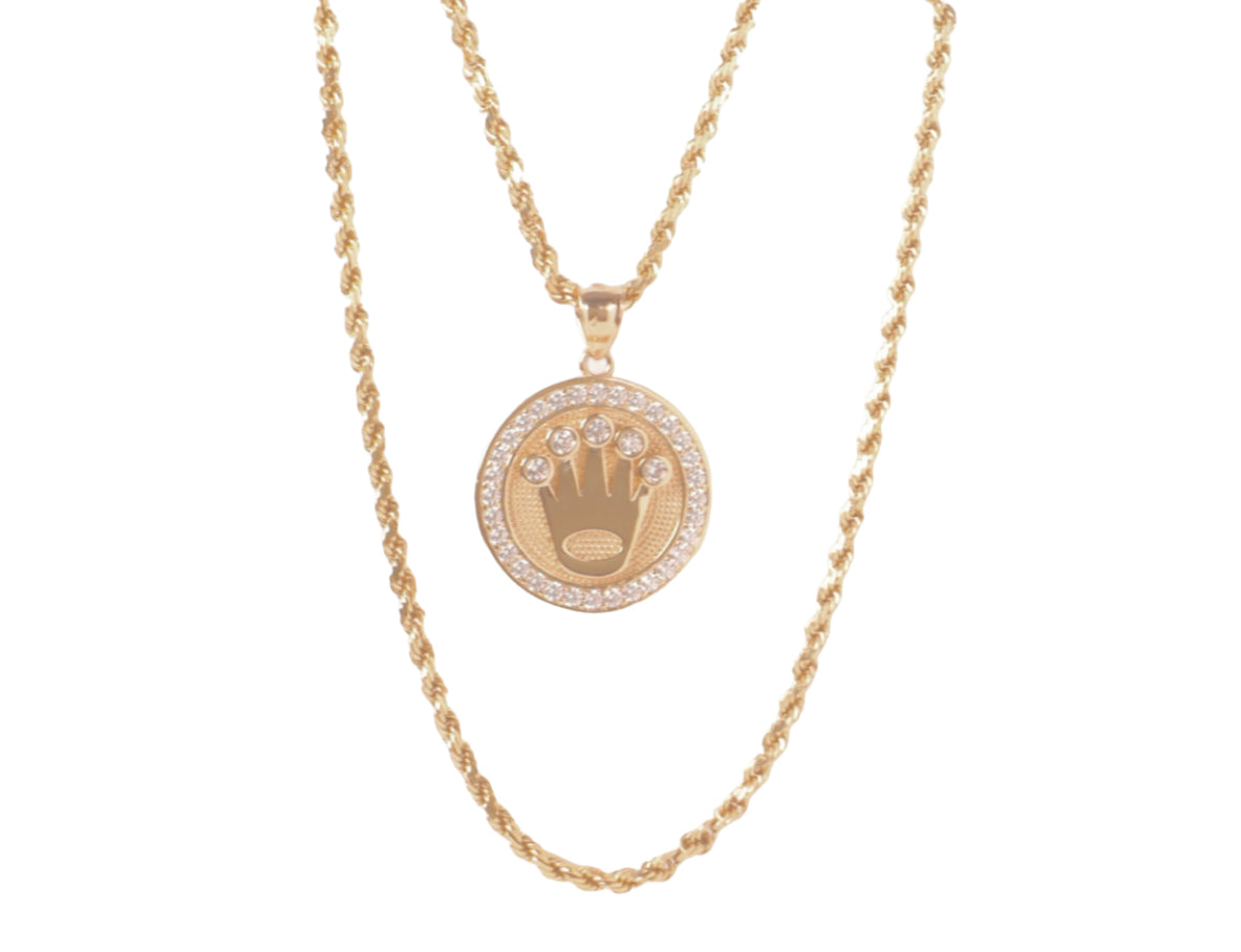 14k Gold Crown Pendant & Chain