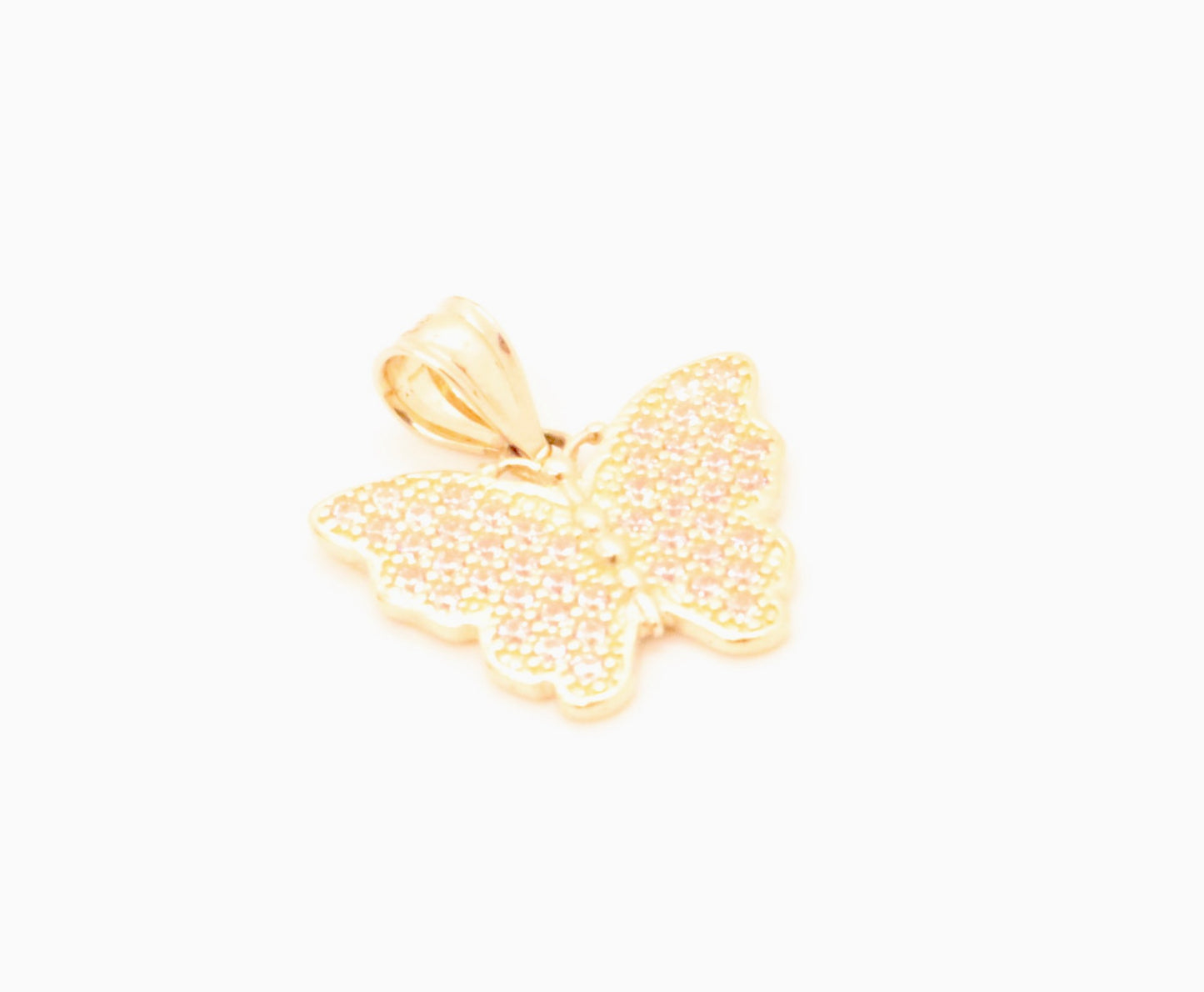 14k Gold Butterfly Pendant Iced Out