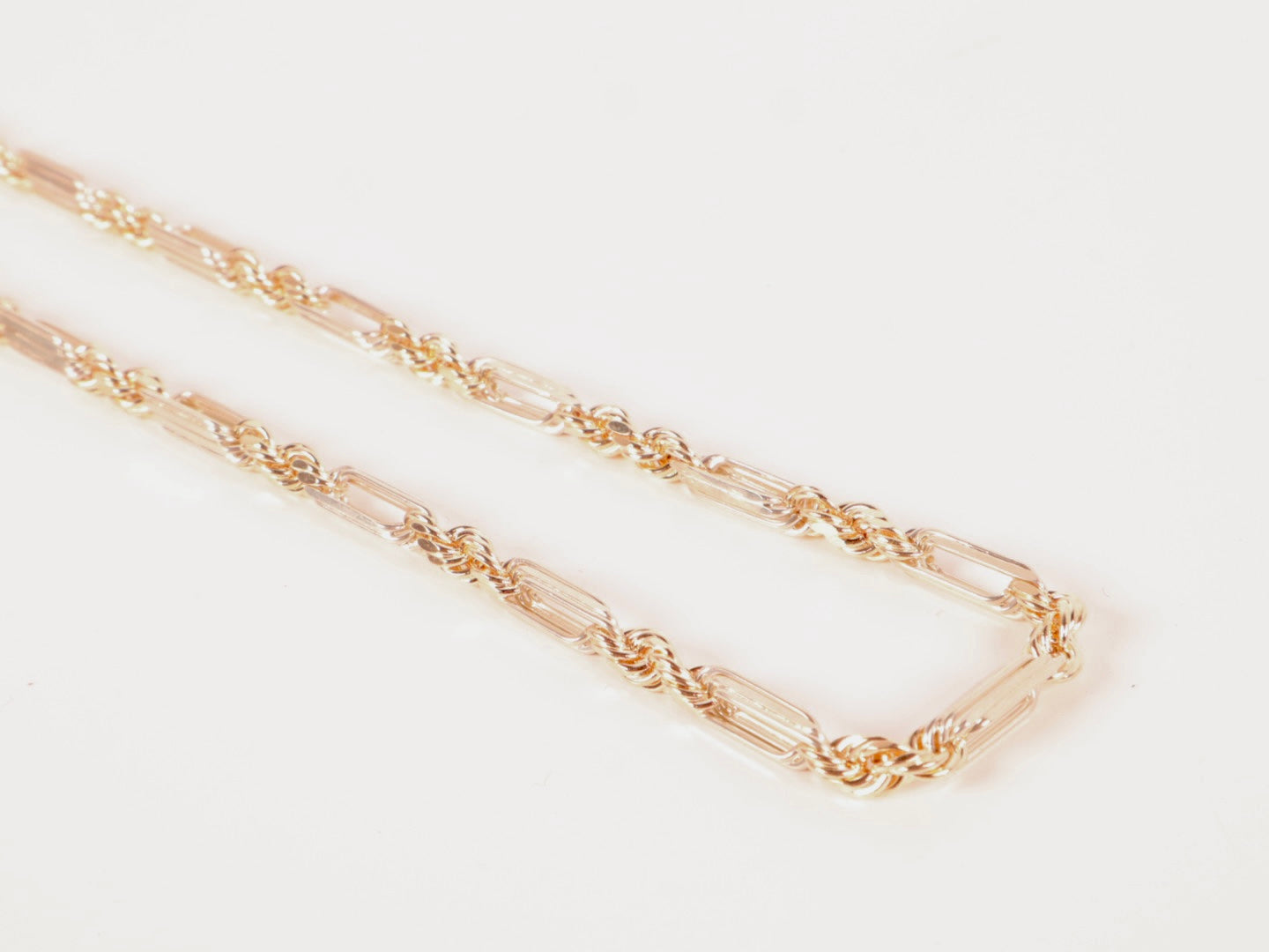 Solid 14k Gold Figarope Chain (4mm)