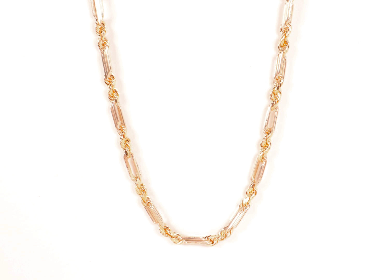 Solid 14k Gold Figarope Chain (4mm)