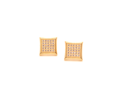 10k Gold Concave Square Diamond Stud