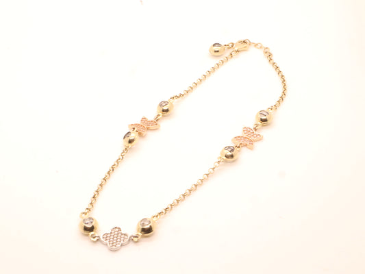 14k Gold Butterfly Anklet