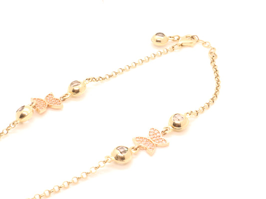 14k Gold Butterfly Anklet