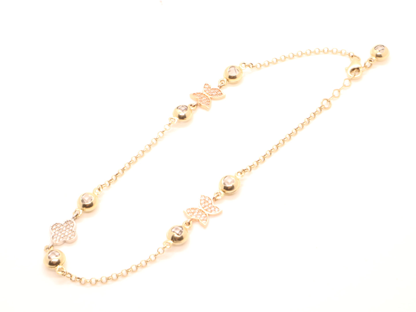 14k Gold Butterfly Anklet