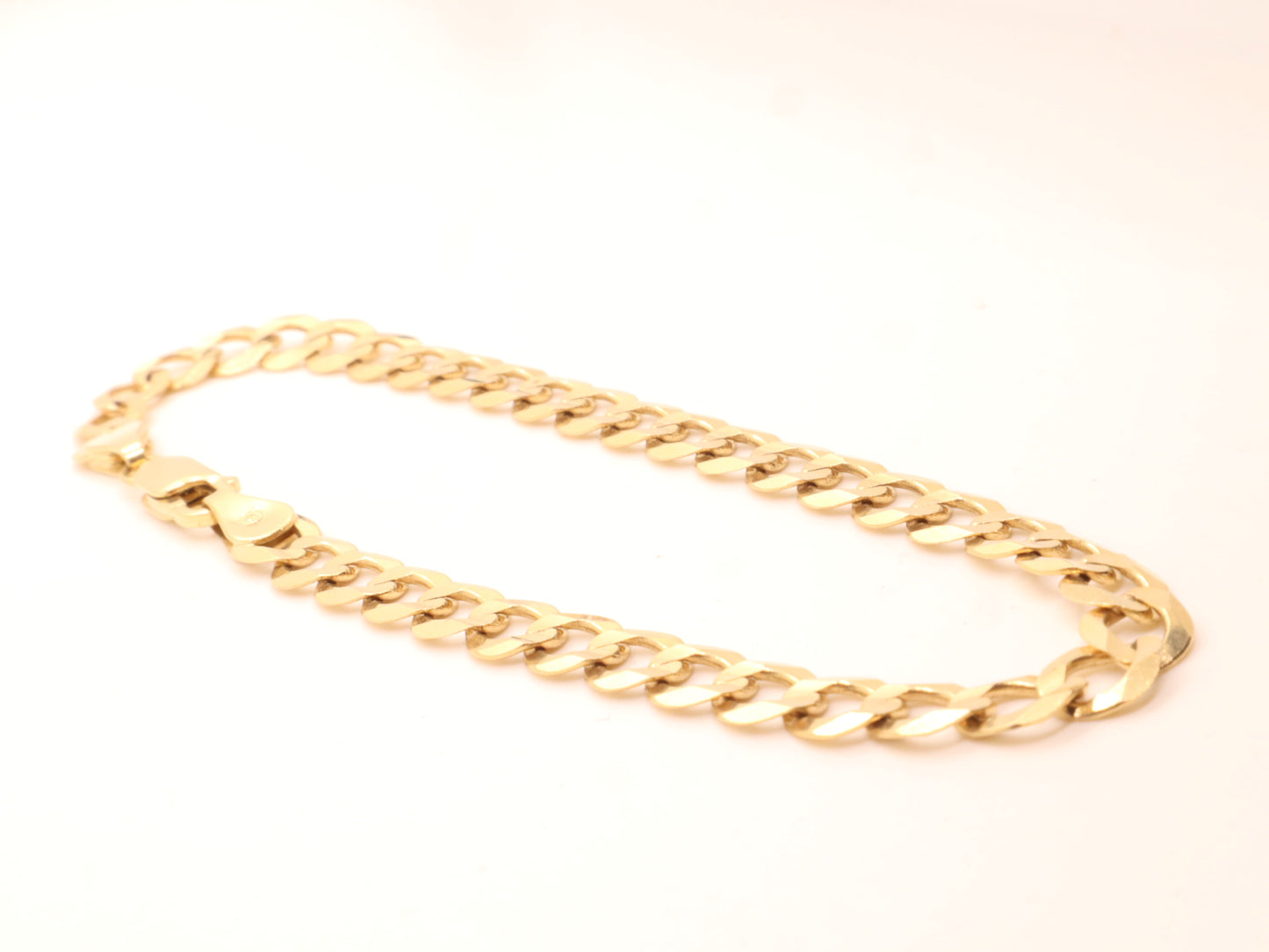 Solid 14k Gold Curb Link Bracelet (7mm)