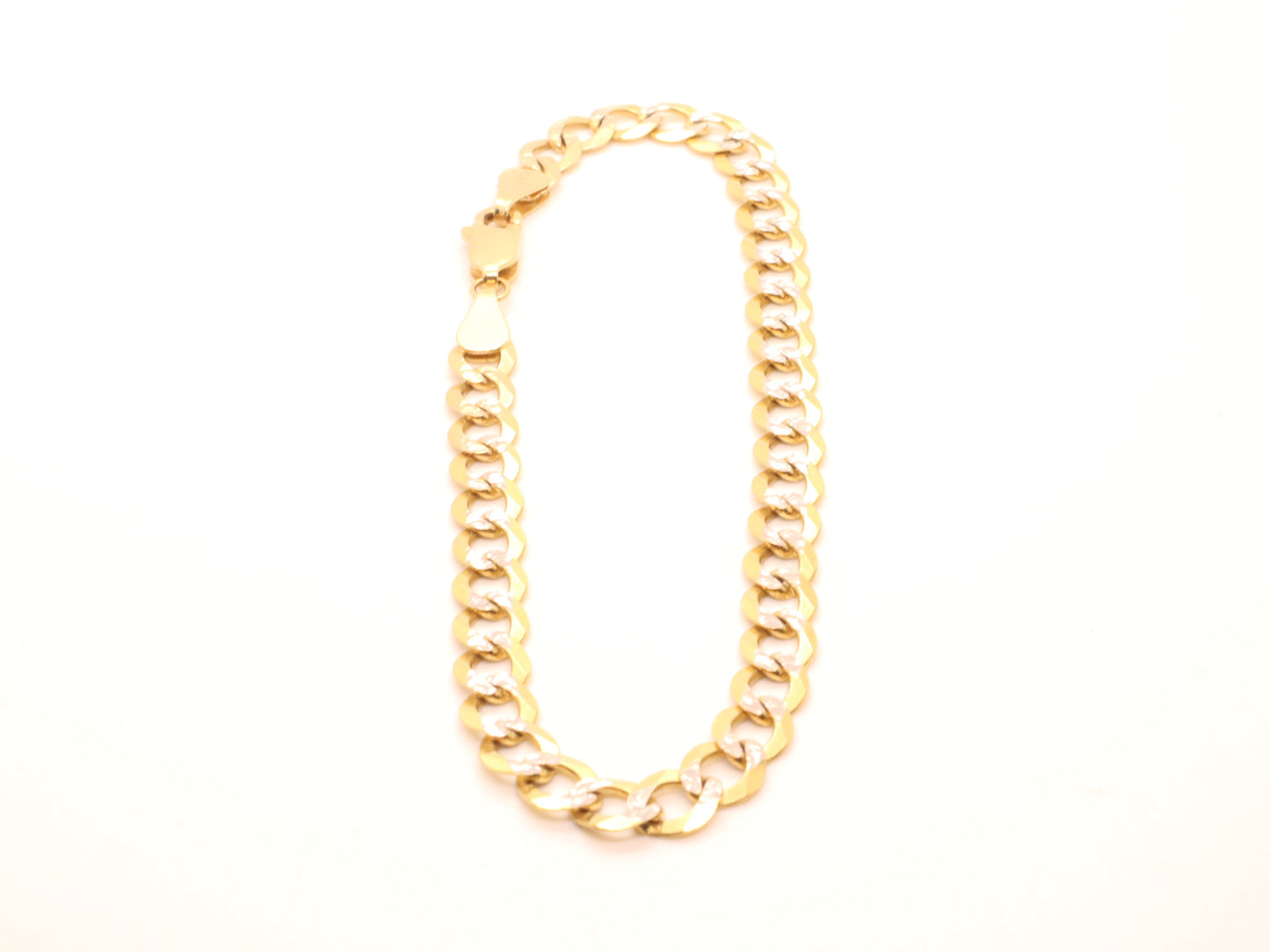 Solid 14k Gold Diamond Cut Curb Link Bracelet (7mm)