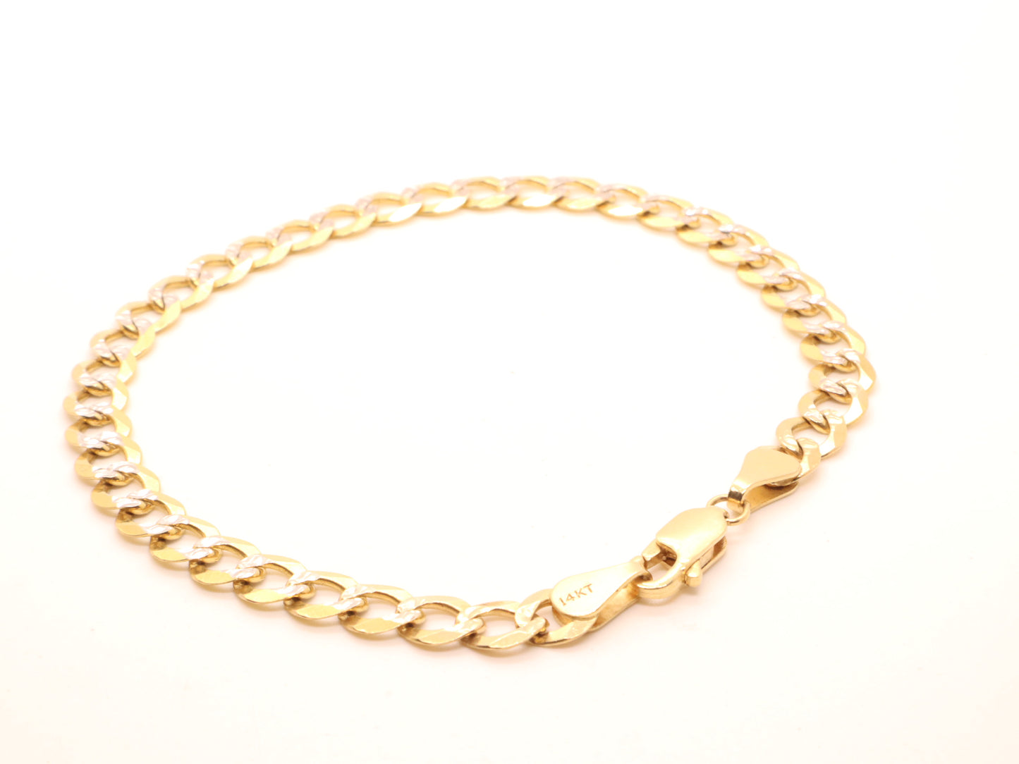 Solid 14k Gold Diamond Cut Curb Link Bracelet (7mm)