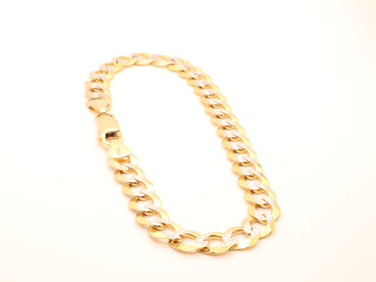 Solid 14k Gold Diamond Cut Curb Link Bracelet (9mm)