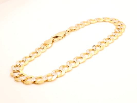 Solid 14k Gold Diamond Cut Curb Link Bracelet (9mm)