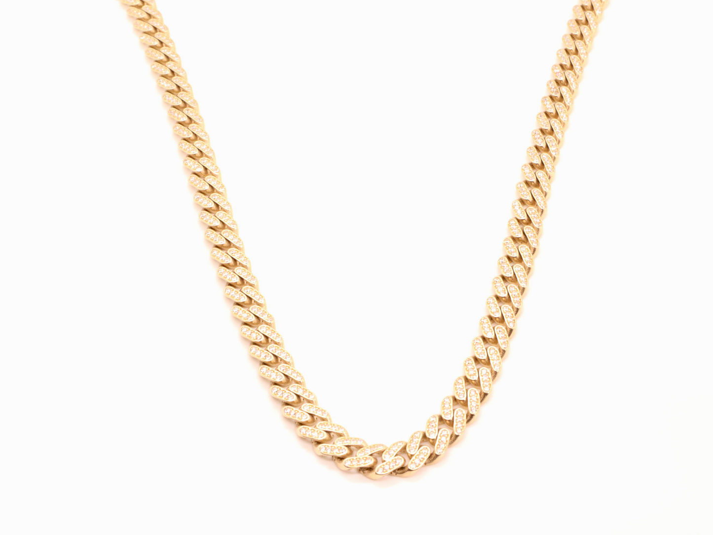 14k Gold Cz Miami Cuban Chain (7mm) -Hollow