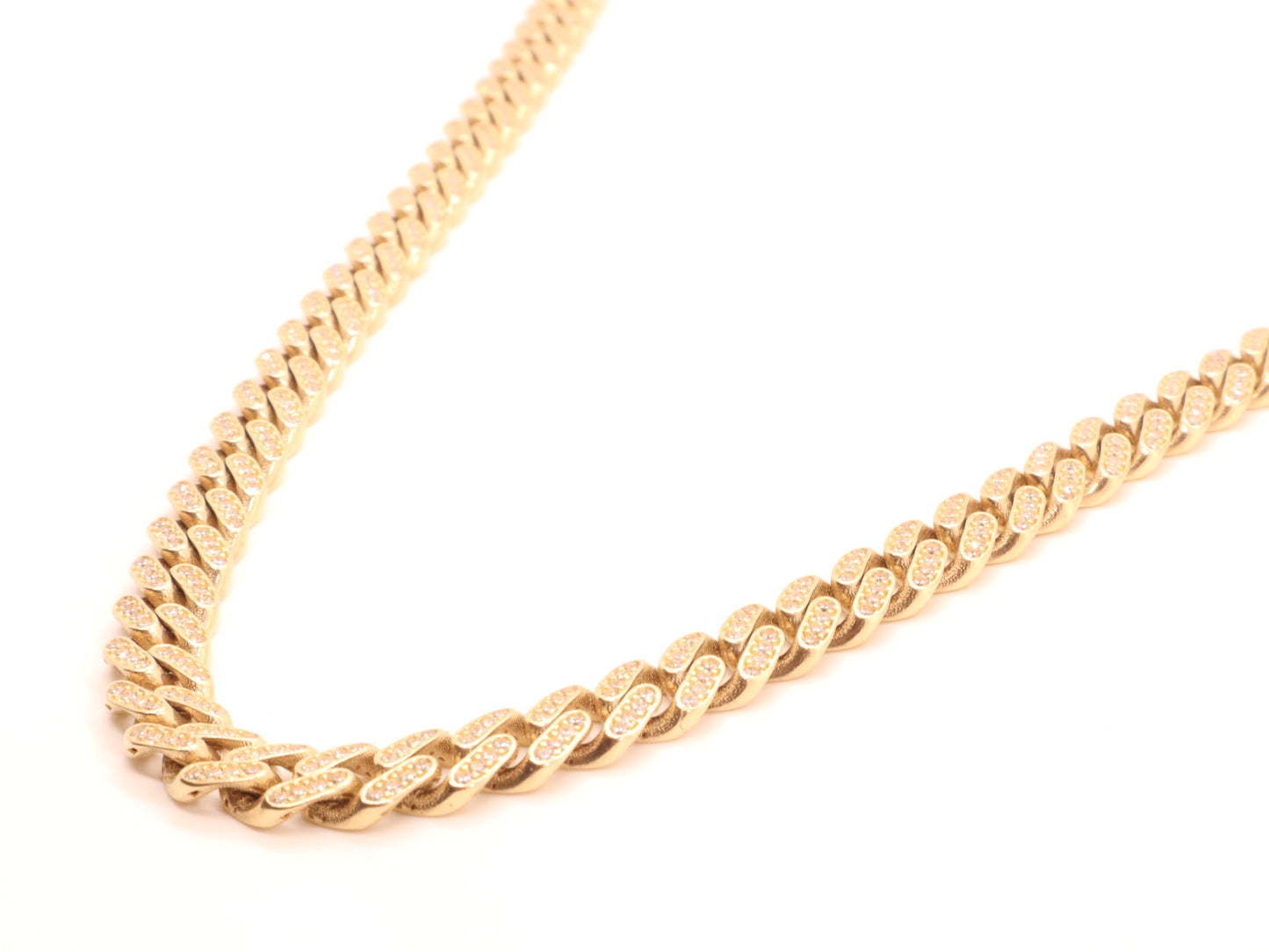 14k Gold Cz Miami Cuban Chain (7mm) -Hollow