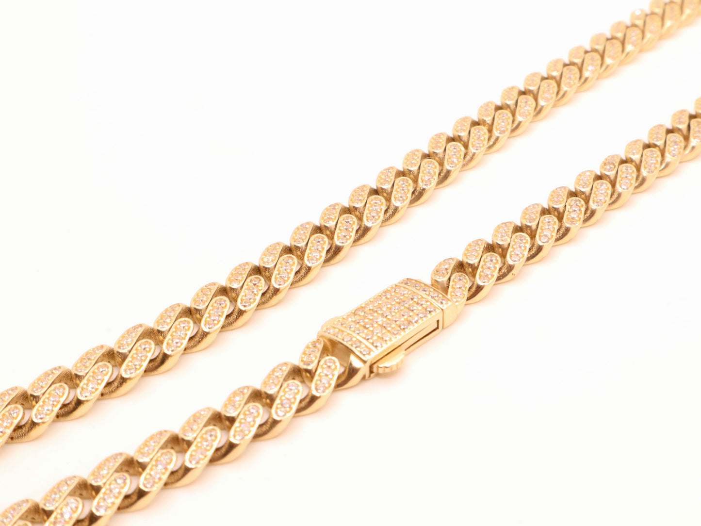 14k Gold Cz Miami Cuban Chain (7mm) -Hollow