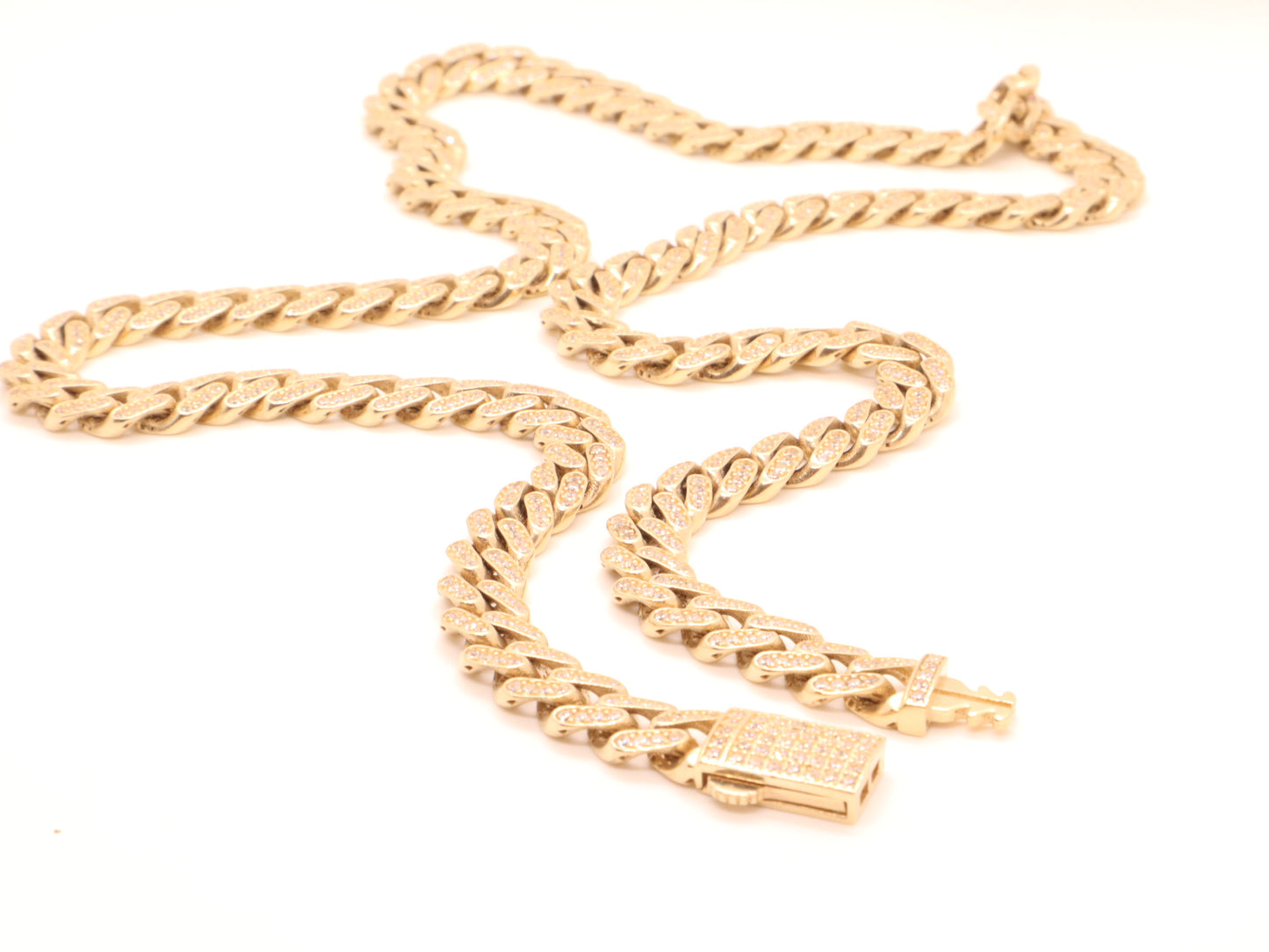 14k Gold Cz Miami Cuban Chain (7mm) -Hollow