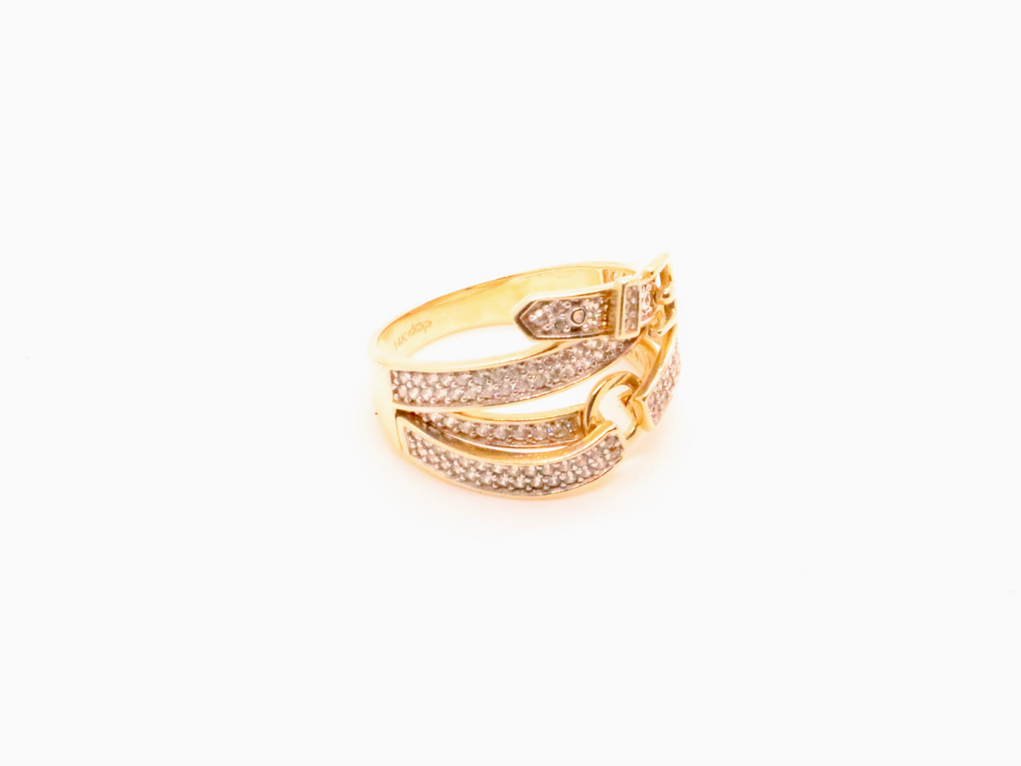 14k Gold Cz Belt Ring